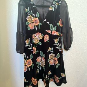 BCBGeneration Velvet Dress with Flowers - Medium